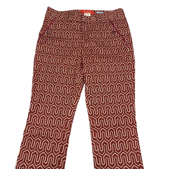 CARTONNIER Anthropologie Charlie Skinny Ankle Trouser Sz 4 Rust Red Cream - Picture 5 of 8